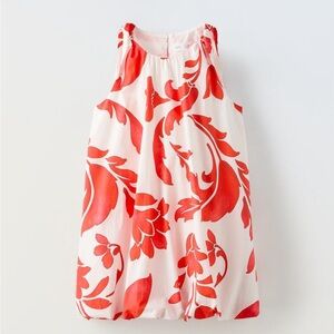 Zara Red and White Floral Dress